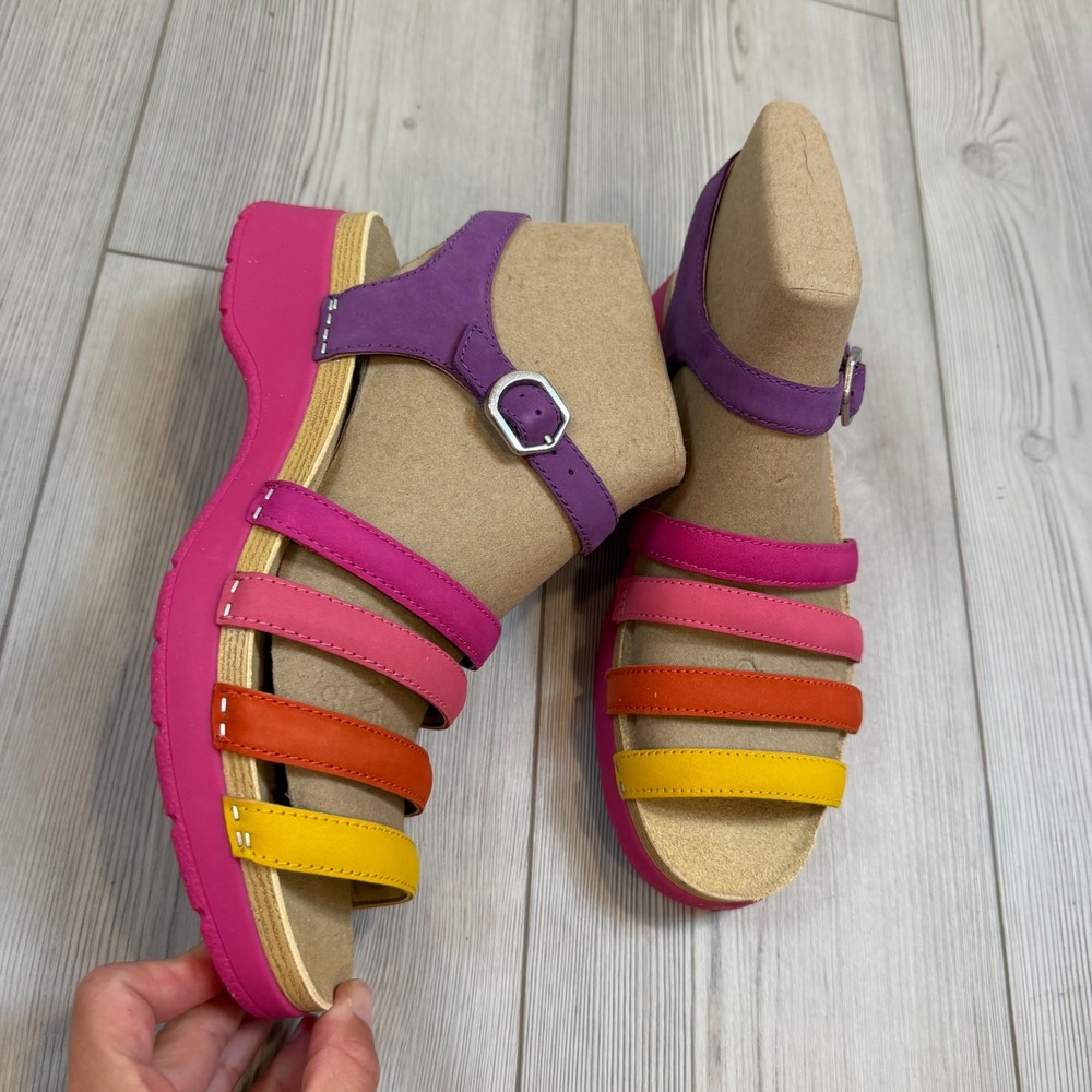 NEW Dansko Roxie Multi Milled Nubuck Rainbow Strappy Sandals 40 US 10 - Picture 5 of 11
